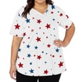 thumbnail image 3 of 250th Anniversary USA Scrub Tops Women Casual V Neck American Flag Print Scrubs Short Sleeve Independence Day Patriotic Scrub Shirts Nursing Workwear Medical Nurse Uniform with Pockets Dark Blue XL, 3 of 5