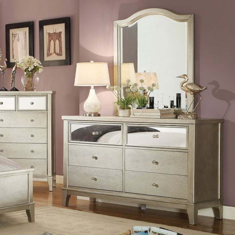 Incredible Wooden Contemporary Style Dresser With Crystal Knobs