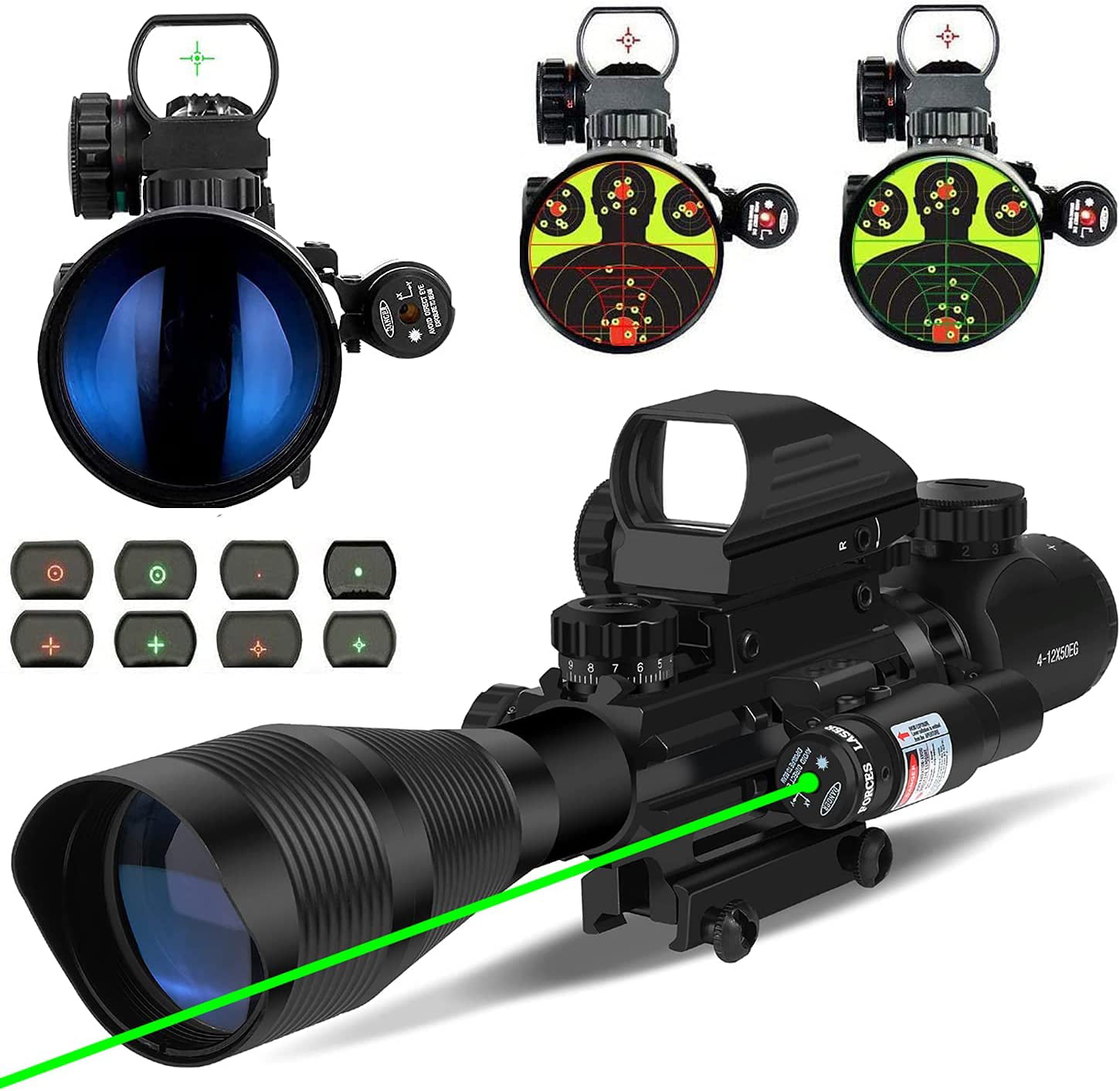 Jahy2Tech Red Green Dot Sight Scope 4 Different Tactical Reticles for 20MM Picatinny Rail 