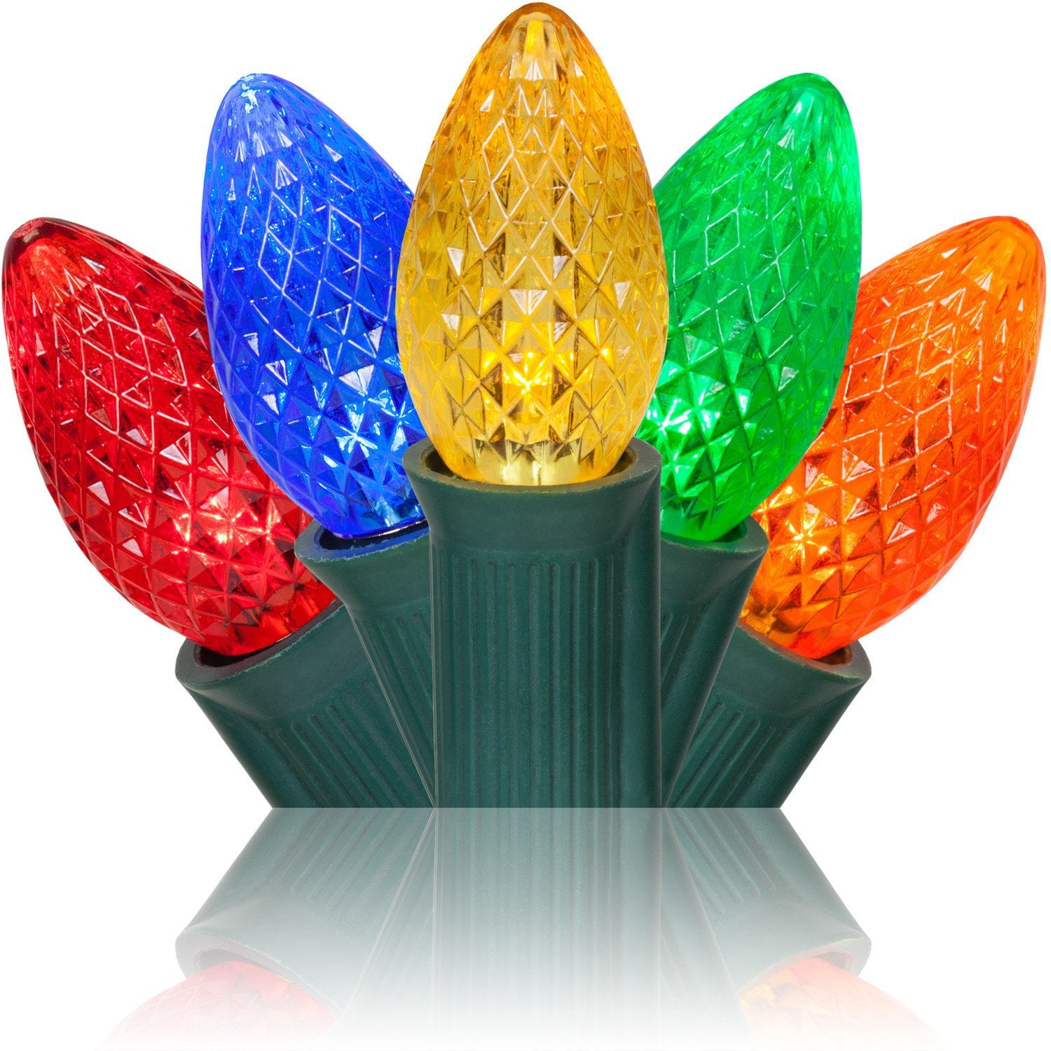 C7 Twinkle Multicolor LED Christmas Lights 25 Count Green Wire