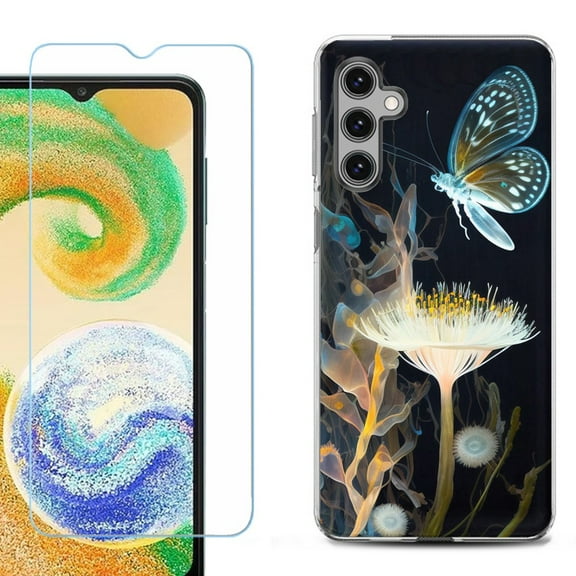 OneToughShield ® Compatible with Samsung Galaxy A25 5G, Shockproof Phone Case, with Tempered Glass Screen Protector - Butterfly Translucent