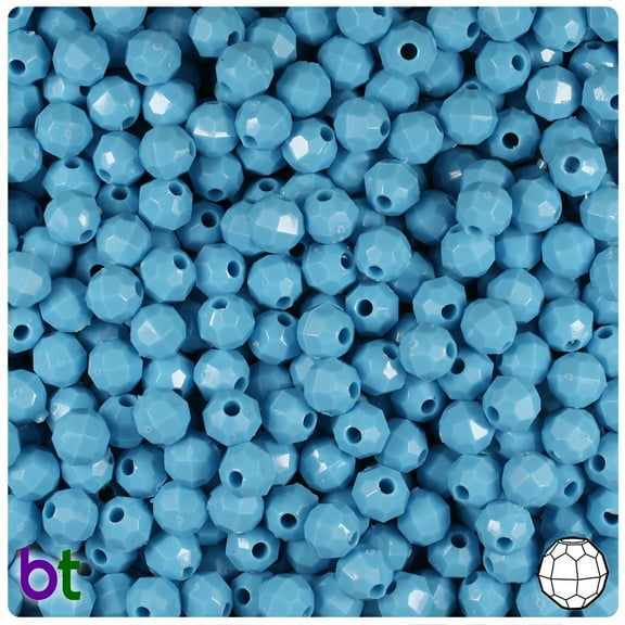 BeadTin Baby Blue Opaque 6mm Faceted Round Plastic Beads (600pcs)