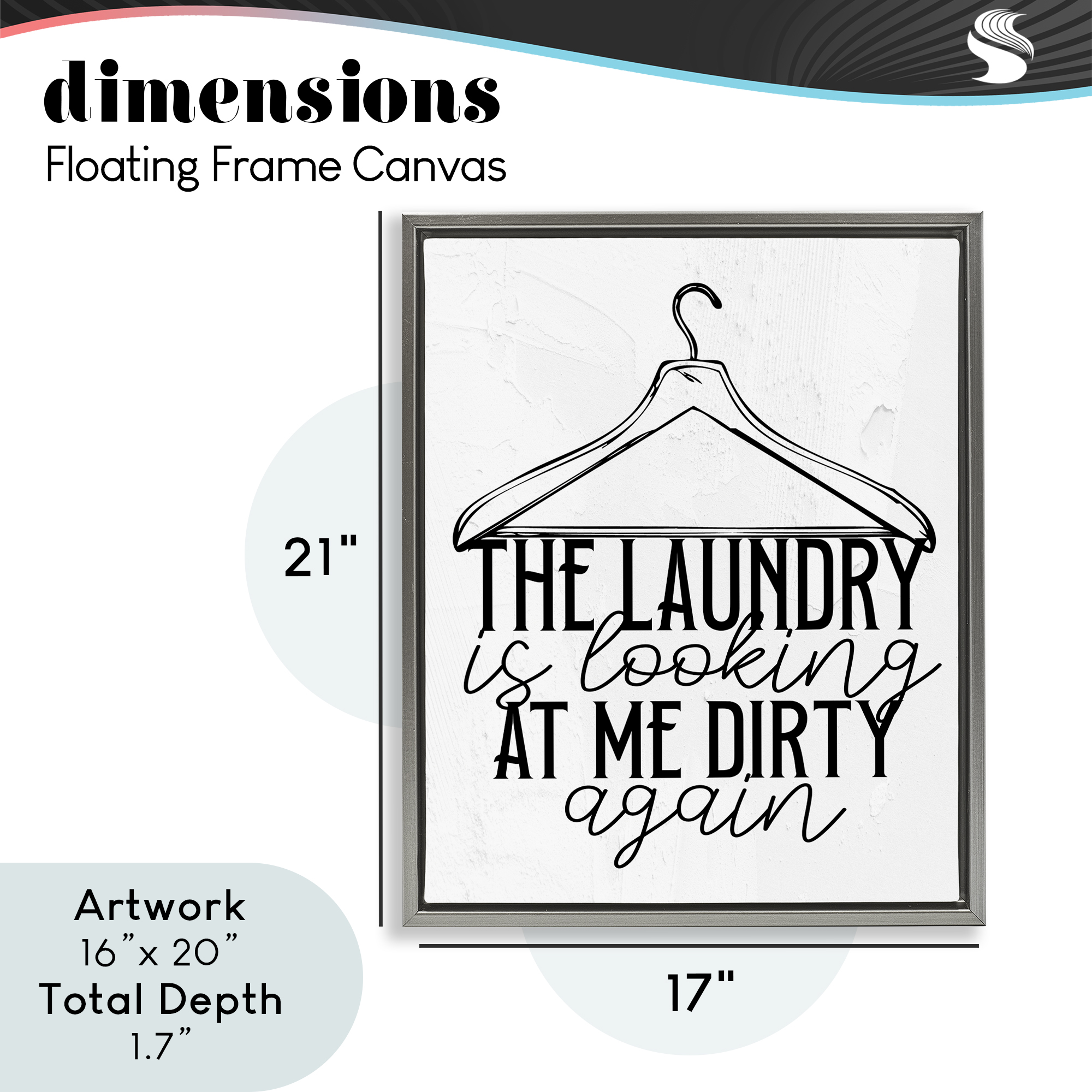 Laundry Is Looking At Me Dirty Gray Framed Floater Canvas Wall Art, design by Kim Allen