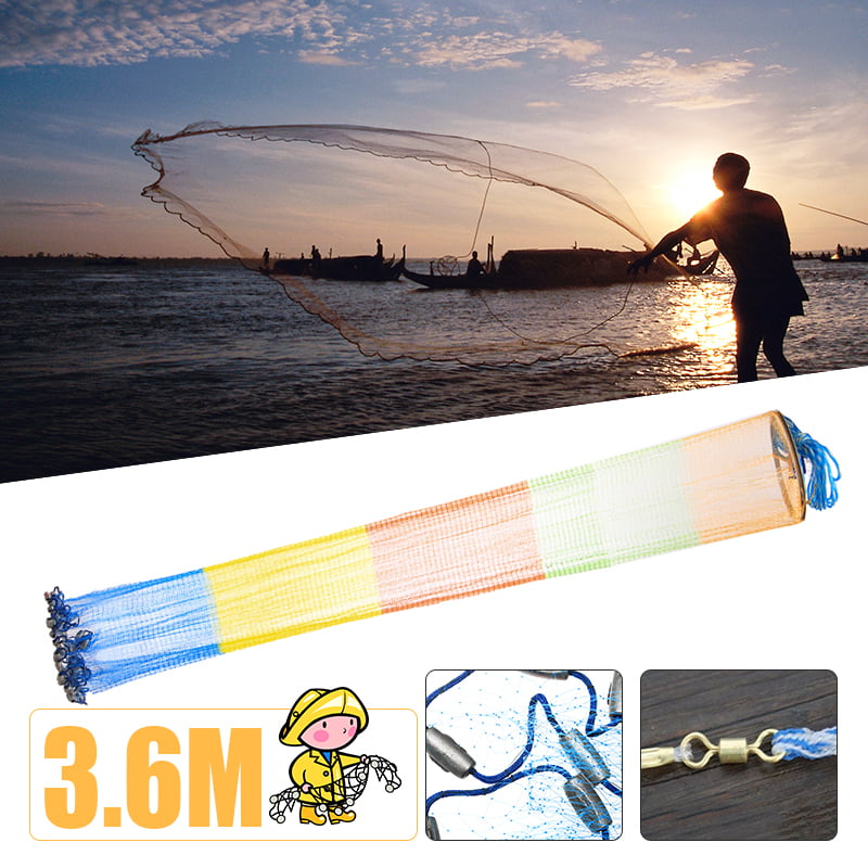 Saltwater Freshwater Net 2x Big Fishing Hand Cast Fish Gill Net Easy Throw 
