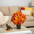 thumbnail image 3 of Nearly Natural 18in. Autumn Maple Leaf Artificial Plant in Embossed Black Planter, Orange, 3 of 3
