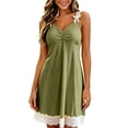 thumbnail image 4 of NominalSnug Women's Nightgown Built in Bra Sleeveless Babydoll Lingerie V Neck Lace Chemise Sleepwear Nightdress, 4 of 8