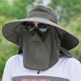 thumbnail image 1 of Sombrero para el sol con protección integral para la cara y el cuello con borde grande Sombrero de pesca para monta?ismo juvenil al aire libre Sombrero para el sol con protección UV, verde militar LingWen 8390606683373, 1 of 1