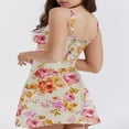 thumbnail image 3 of Femmes Floral Mini Robe Spaghetti Sangle Sans Manches Bodycon A-Line Robe Courte, 3 of 4
