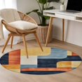 thumbnail image 5 of Abstract Stitching Round Area&nbsp;Rug 4ft Blue White Orange Stripe Art Non-Slip&nbsp;Washable Circle Rugs Soft Felt Indoor Floor Mat for Bedroom Kitchen Living Room Bathroom, 5 of 9