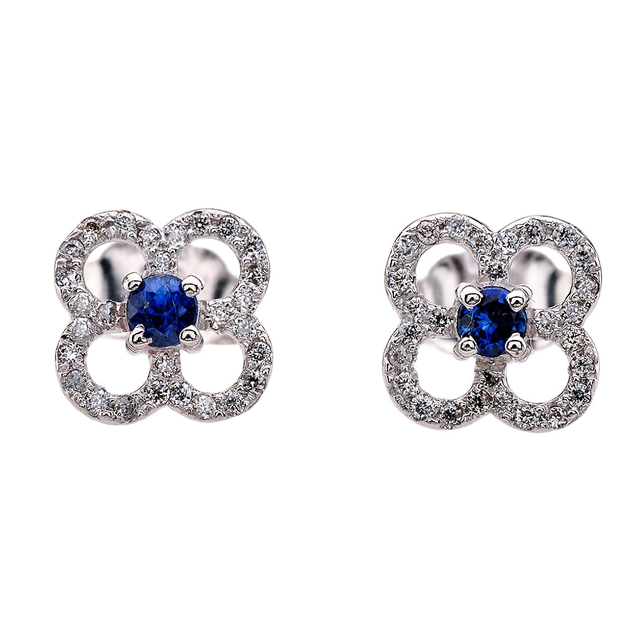 14k White Gold Over 2Ct Round Cut Diamond Clover Four Leaf Stud Women's  Earrings Fashion ME2409930