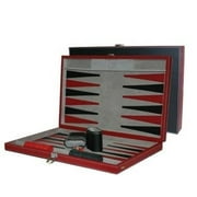 Angle View: 15" Black & Red Leatherette Backgammon