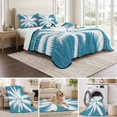 thumbnail image 6 of Quilts Twin Size Bedding Set, Tropical Palm Tree Lightweight Quilted Comforter, Turquoise Summer Coastal Coconut Leaves Soft Reversible Bedspread Coverlet with Pillow Covers for All Season, 68" x 86", 6 of 9