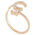 thumbnail image 1 of 1Pc Rhinestone Inlaid Ring Initial Finger Ring Fashion Finger Jewelry (Golden), 1 of 8