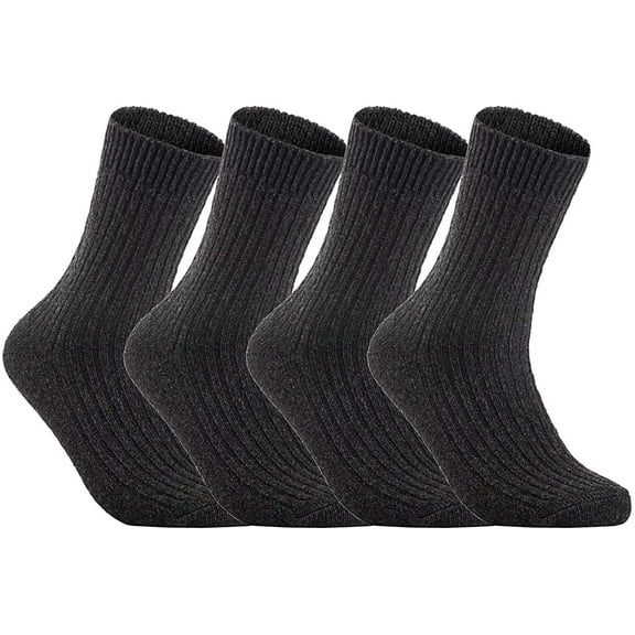 Lovely Annie Men's 4 Pairs Wool Socks One Size 7-9 Black