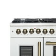 thumbnail image 2 of Forno Galiano 48-inch French Door Dual Fuel Range, White  Antique Brass Design, 8 Sealed Burners - 107,000 BTU, Griddle, 6.58 cu.ft. Double Ovens, 2 of 5