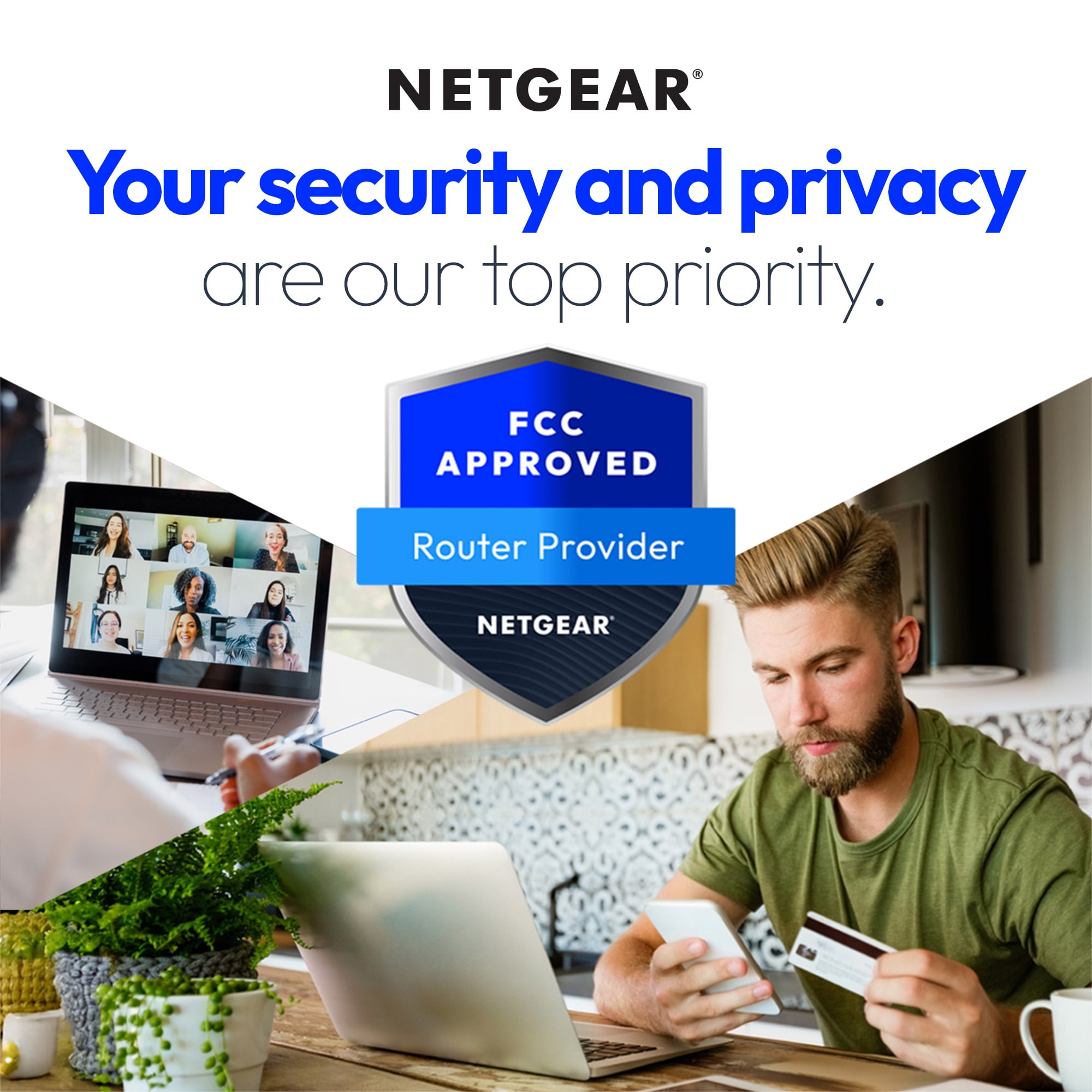 NETGEAR Nighthawk Dual-Band WiFi 7 Router (RS130) – Security Features, BE4300 Wireless Speed (up to 4.3 Gbps) – Covers up to 2,250 sq. ft., 80 Devices - 2.5 Gig Internet Port