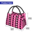 thumbnail image 2 of Fuzoiu pink and black argyle Print Portable Insulation Lunch Bag,Large Lunch Box,Container Reusable Leakproof Tote for Work, Travel, and Outdoor Activities, 2 of 6