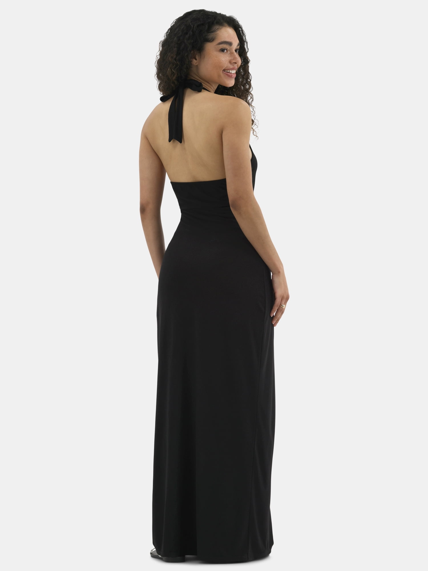 No Boundaries Knit Halter Maxi Dress, Women's