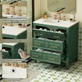 thumbnail image 5 of 30" Bathroom Vanity with Ceramic Sink Combo, Freestanding Single Vanity, Green | Solid Wood Frame, 3 Spacious Drawers, Retro Design, Easy Assembly, Durable Ceramic Basin, 5 of 23