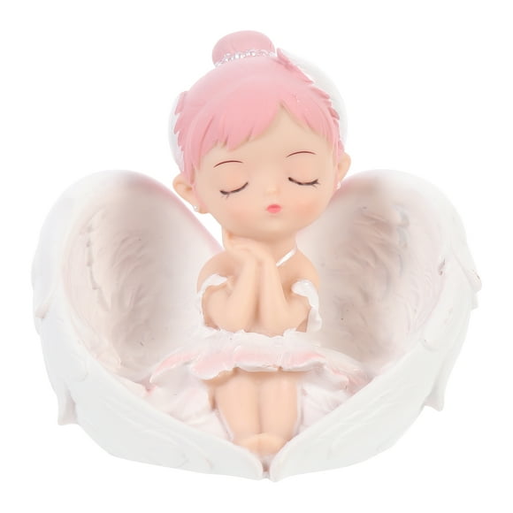 SHISUYAN 1Pack Angel Doll Pink Resin Statue for Home Decoration Desktop Decor 10.5X10X7.5In