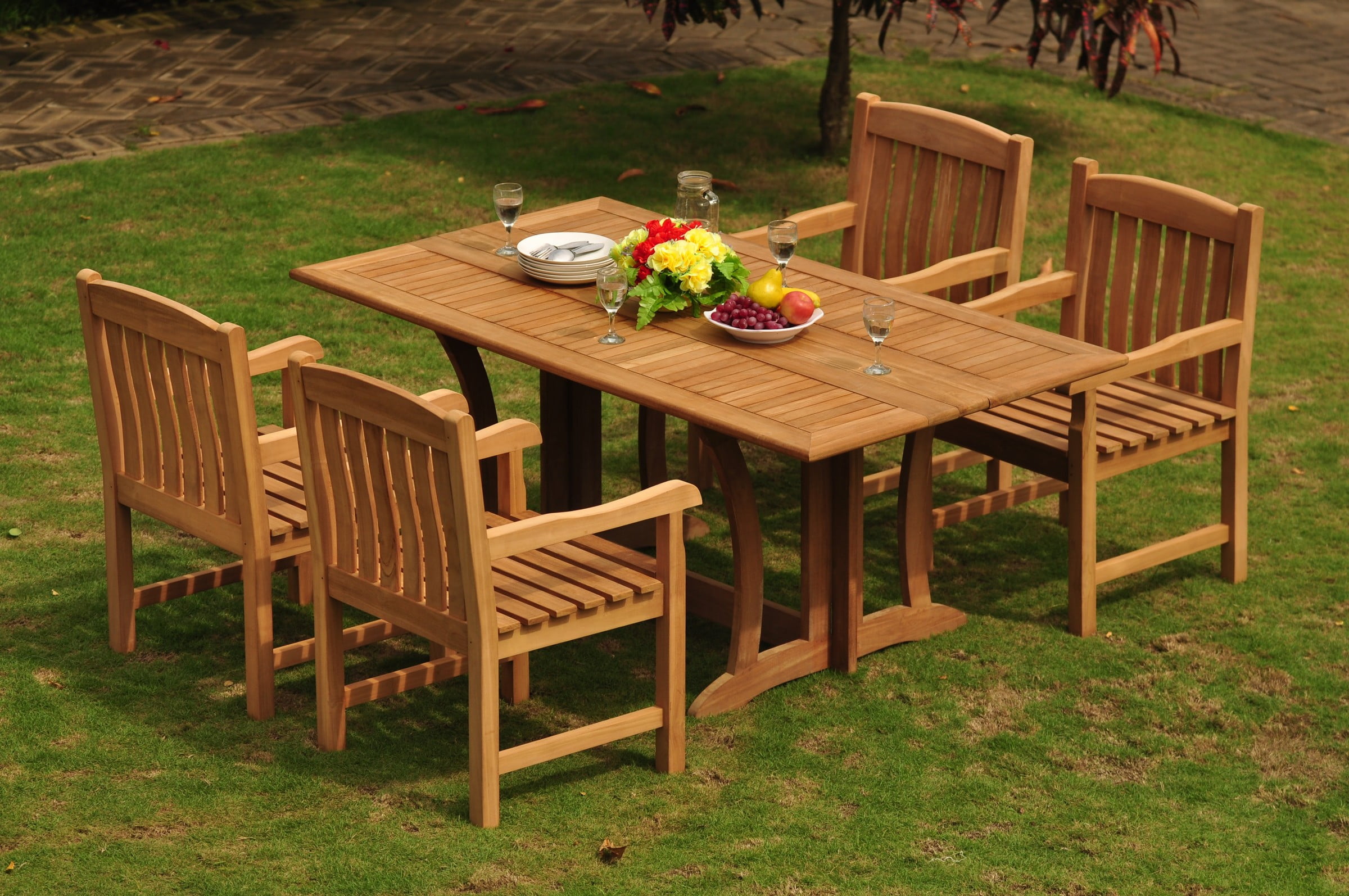 Dining Teak Table Chairs Set