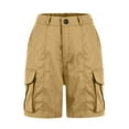 thumbnail image 3 of HKYNLAG Bermuda Cargo Shorts for Women High Waisted Wide Leg Twill Knee Length Hiking Shorts Summer Casual Shorts with Pockets Khaki 2XL, 3 of 8