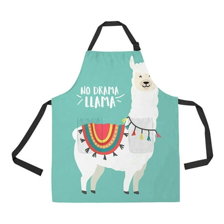 

ECZJNT Cute Cartoon Llama Design Adjustable Bib Kitchen Apron with Pockets for Women Men