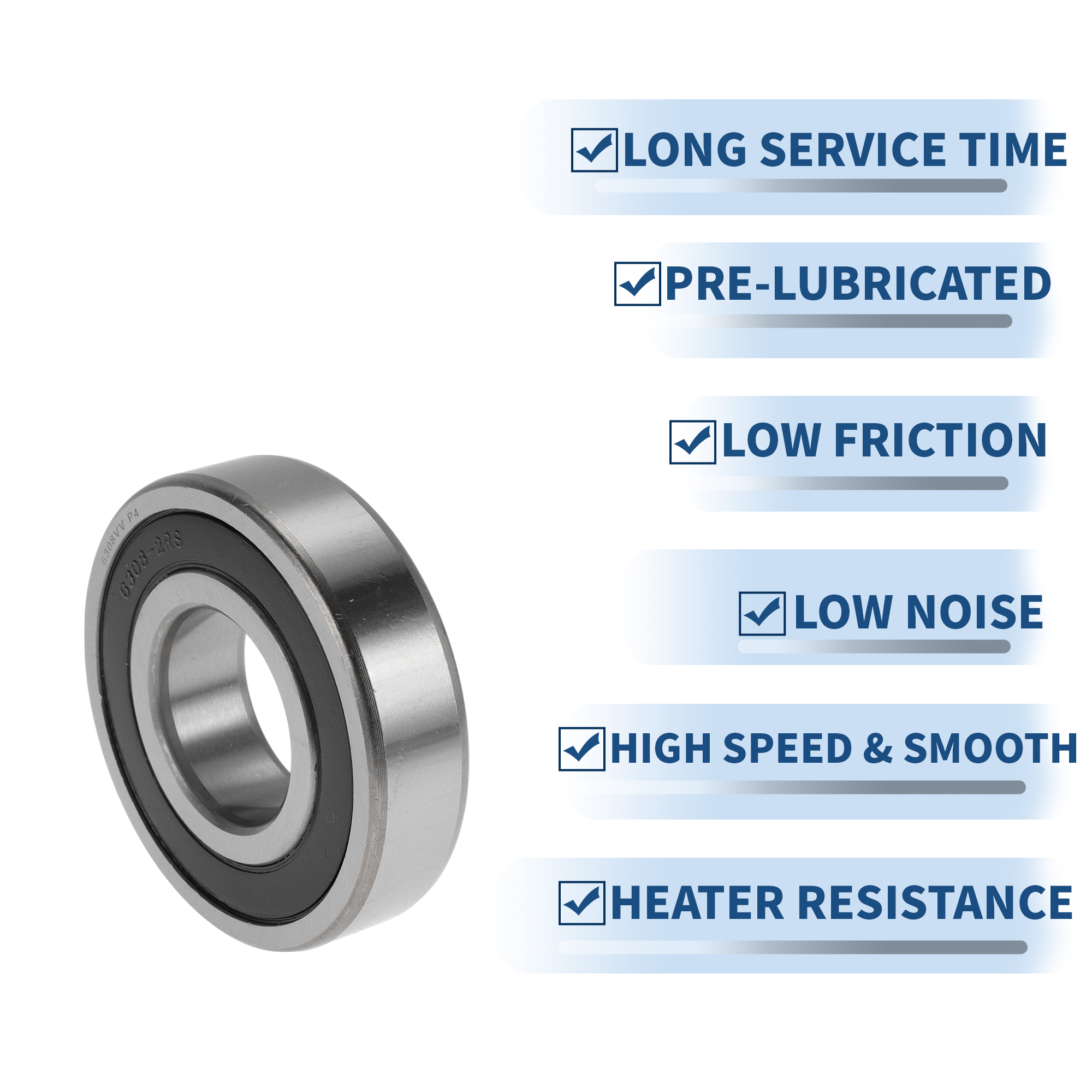 Unique Bargains 6308VV Deep Groove Ball Bearings 40x90x23mm P4 Double Rubber Seal Lubricated Bearings 1 Pcs Car Silver Tone,Black