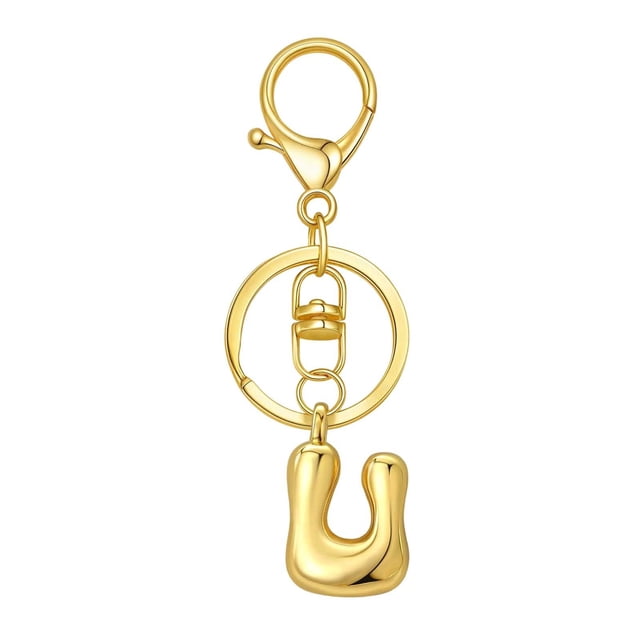 Hearth & Gear Custom Letter Keychain Key Ring For Initial Charm With Sturdy Metal Loop And Easy To Find Design For And Luggage