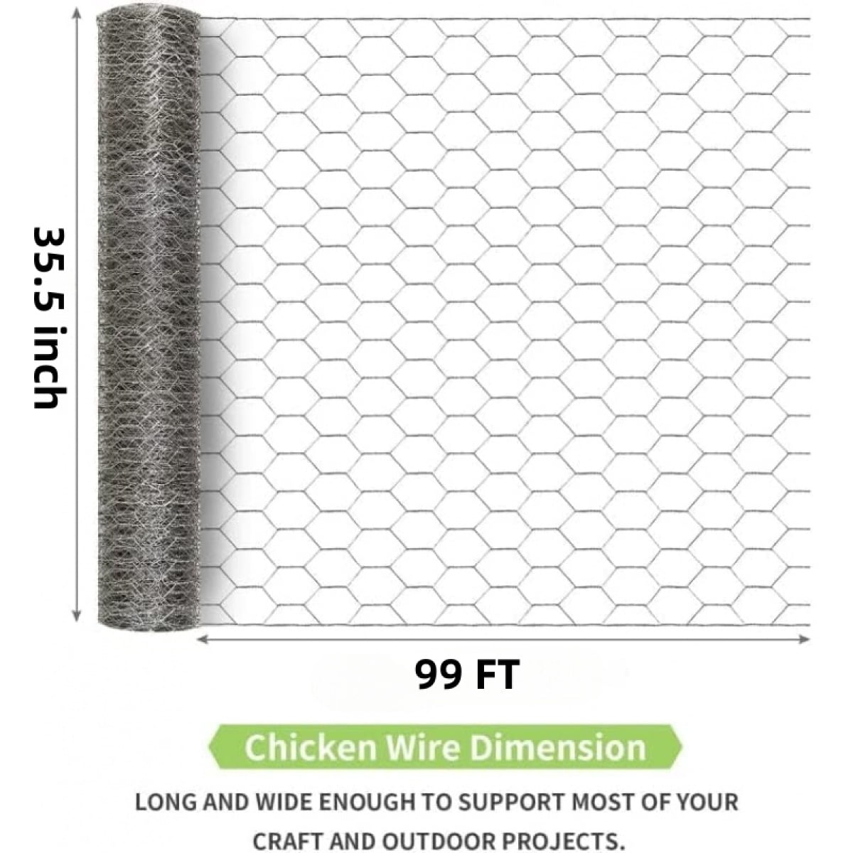 100 FT x 30 IN Chicken Wire Fencing  21 Gauge Galvanized Hexagonal Poultry Netting  Rustproof Metal Wire Mesh for Garden Protection  Rabbit Cages  Floral Arrangements and DIY Crafts