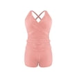 thumbnail image 6 of Xdegoge Women's Swim Romper with V-Neck and Shorts, Tummy Control, Pockets, Halter Neckline, One Piece Swimwear for Beach, Vacation, Resort Wear, 6 of 7