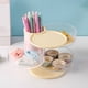 thumbnail image 2 of Organizador de caja de almacenamiento Powder Puff | Soporte de maquillaje giratorio de 3 compartimentos para brochas de lápiz labial | Estuche cosmético plegable de plástico a prueba de polvo, 2 of 7