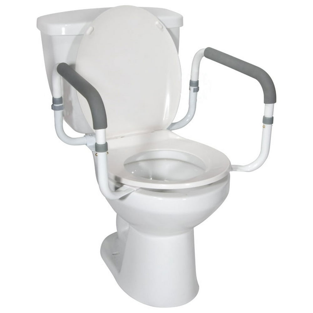 Toilet Safety Rails Grab Bars Easy Assembly Padded Hand Armrest for Handicap Senior Bariatrics