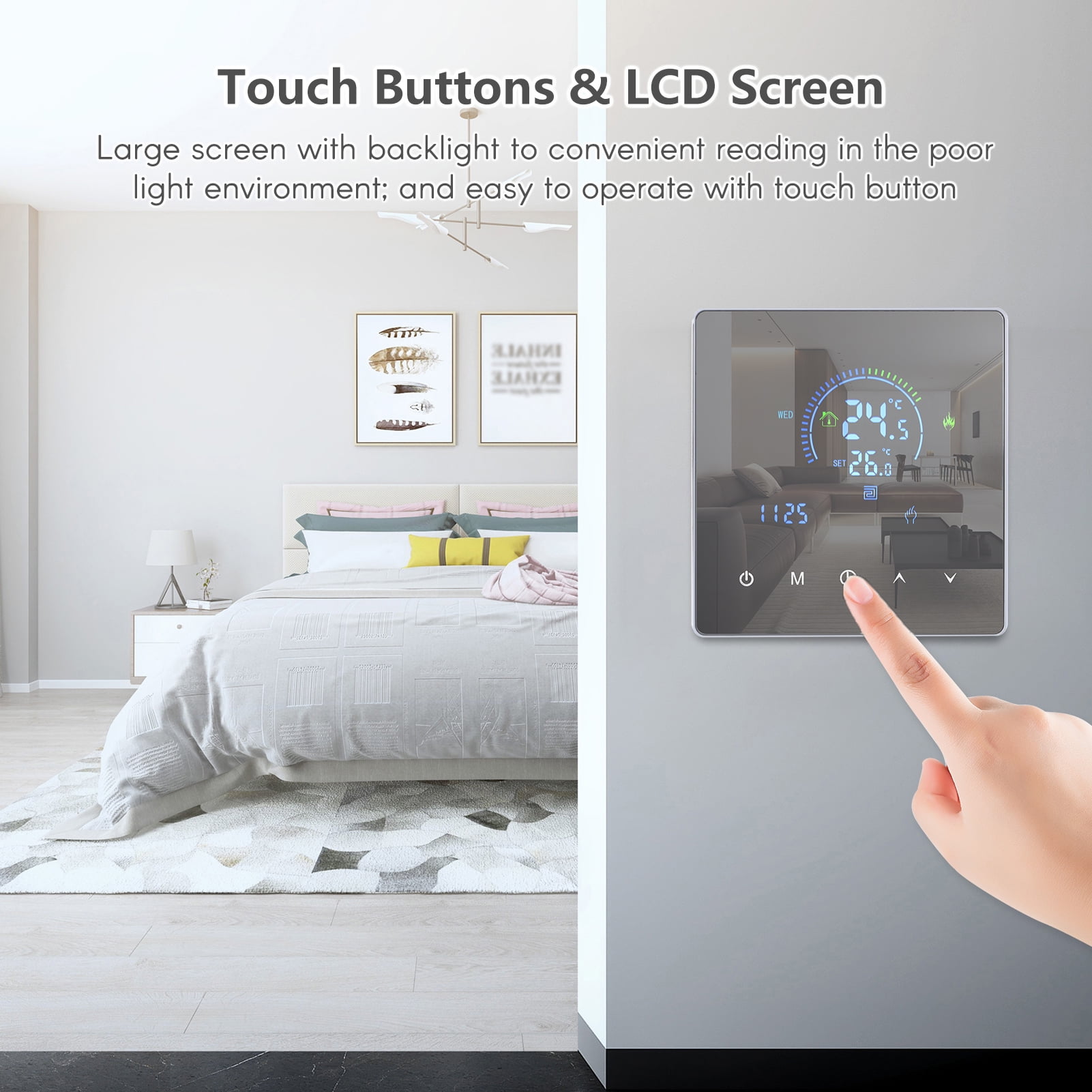 WiFi-Enabled Smart Thermostat for Water Heating Systems with LCD Display, Programmable via App for Remote Control, Ideal for Underground Heating in Homes, Offices, Schools, Hotels