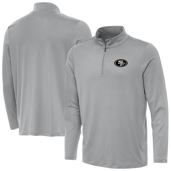 Men's Antigua Gray San Francisco 49ers Reprocess Quarter-Zip Top
