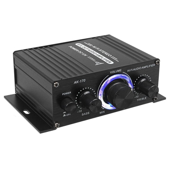 400W 12V 2 Channel Powerful Stereo Audio Power Amplifier HiFi Bass