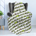 thumbnail image 4 of Cars Soft Flannel Fleece Throw Blanket, Number of Cars with Various Jobs Trucks Sedans Buses Traveling Journey Working, Cozy Plush for Indoor and Outdoor Use, 50" x 60", Apple Green, by Ambesonne, 4 of 5