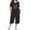 Black, variant on Langwyqu Plus Size Women Spring Summer 2 Piece Set Loungewear Sleepwear Female Casual Cotton Homewear Sport Suit