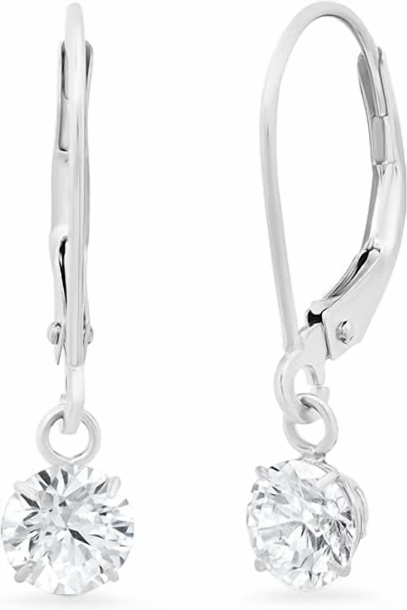 Divine Creation 2.00 Ct Round Cut Diamond Lever Back Drop & Dangle Earrings 14K White Gold Plated 925 Sterling Silver