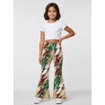 thumbnail image 3 of Girls Digital Print Flared Pants, Wide Leg Bell Bottom Casual Trousers, Slim Fit Fashion Wear for Spring Summer, Ages 4-13, 3 of 6