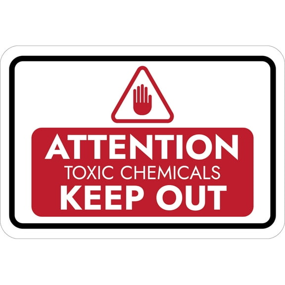 Classic Framed Plus Attention Toxic Chemicals Keep Out Door or Wall Sign | Workplace Health and Safety Warning Signage - Large