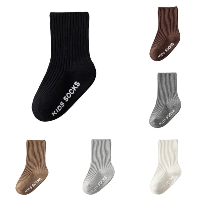 WEAIXIMIUNG Chaussettes d'Hiver pour Bébé avec Colle, Chaussettes de Sol, Chaussettes de Rampement de Sol, Lot de 6