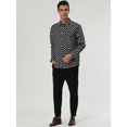 thumbnail image 4 of INSPIRE CHIC Men's Shirt Polka Dots Pattern Point Collar Long Sleeve Button Down Shirt 42 Black, 4 of 7
