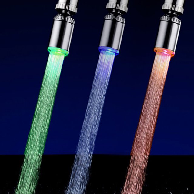 Amdohai LED Water Faucet Light Water Stream Movable Water Faucet RGB Colors Changing Temperature Control Water Faucet Tap for Kitchen Bathroom