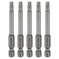 thumbnail image 1 of Uxcell 5pcs T25 Punta de destornillador de cabeza Torx 1/4" Vástago hexagonal 2.6" (65mm) Largo Magnético Sin Punta de Agujero Destornillador de 6 Puntos, 1 of 7