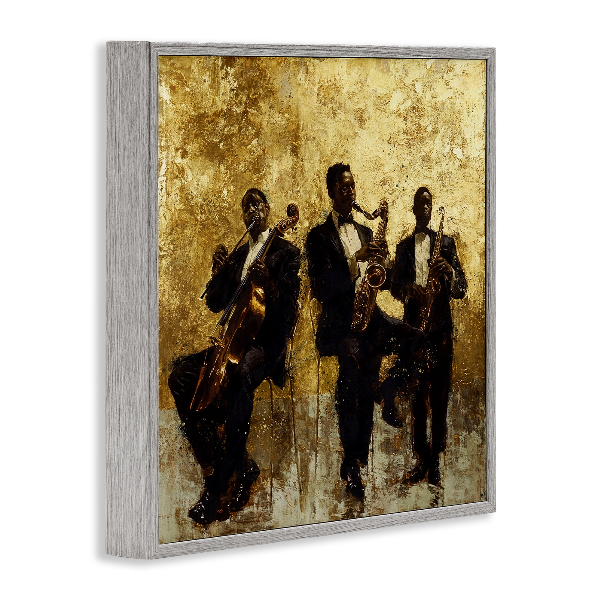 Golden Era Musicians Abstraction Gray Framed Giclee Art, design by Marta Wiley