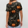 thumbnail image 6 of WTOBBY Women's Fashion Short Sleeve Halloween Printed V-Neck Top with Pocket Detail, Workwear Style for Caregiver Uniforms and Nursing Apparel, Shirt Perfect for Seasonal Costume Events,Navy 4XL, 6 of 6
