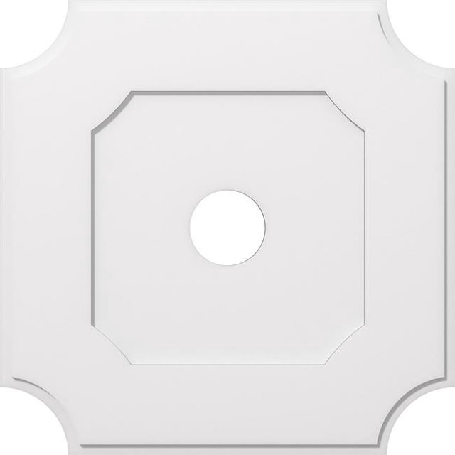 Ekena Millwork CMP36LE-06000 36 in. OD x 6 in. ID Square Locke Architectural Grade PVC Contemporary Ceiling Medallion
