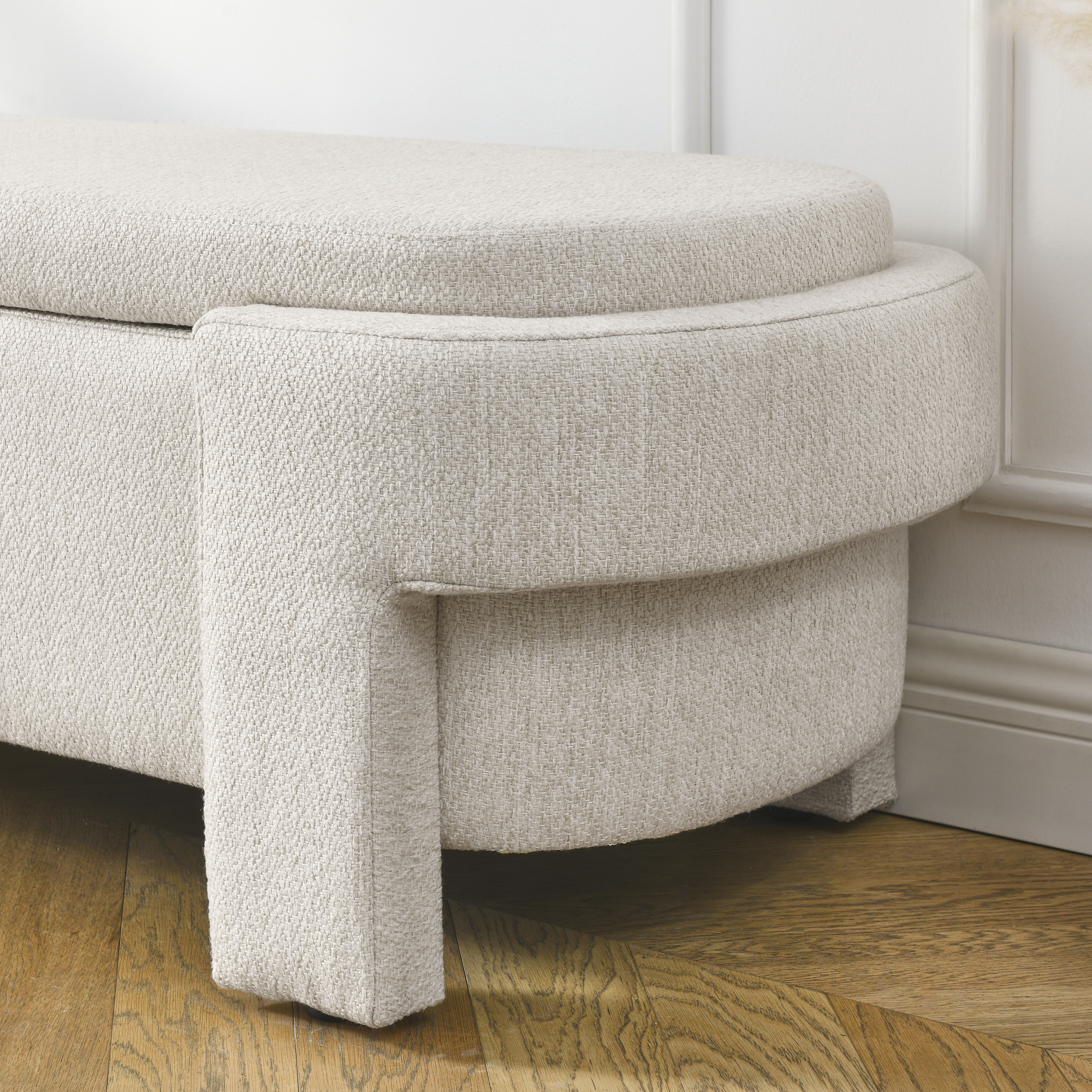 Jopath 51.5" Linen Fabric Upholstered Bench with Large Storage Space, End of Bed Storage Ottoman for the Living Room, Entryway and Bedroom, Beige