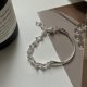thumbnail image 5 of Pulsera de media plata pura S925, pulsera en forma de U con forma de herradura, personalidad de moda, diseño de nicho, textura, 5 of 5